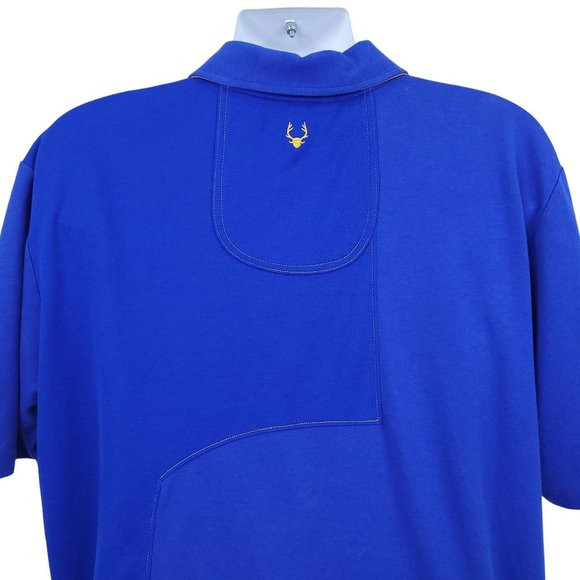 C-Buk Cutter Buck Polo Golf Shirt Mens Size XXL Top Short Sleeve Blue Gold - Picture 7 of 12